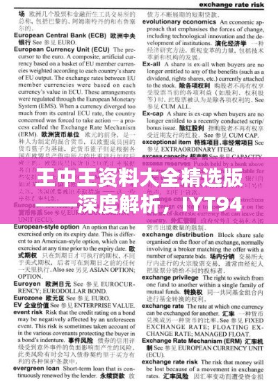 王中王资料大全精选版——深度解析,IYT948.53最新发布