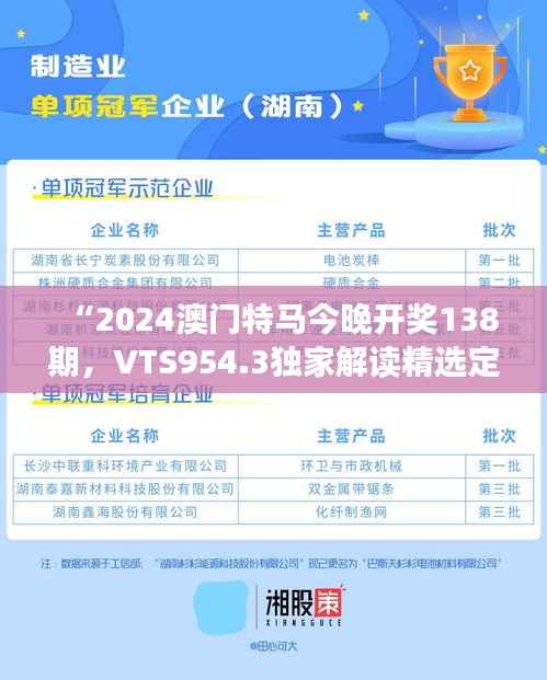 “2024澳门特马今晚开奖138期,VTS954.3独家解读精选定义”