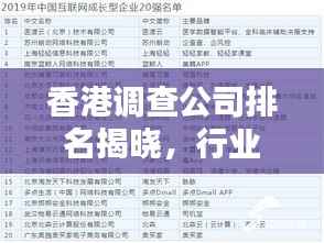 香港调查公司排名揭晓,行业影响力与权威榜单揭秘